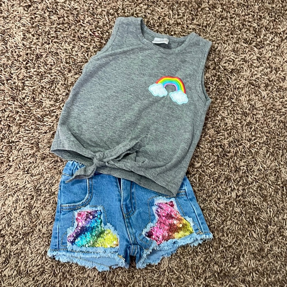 Toddler Girl tank top/blue Jean set
